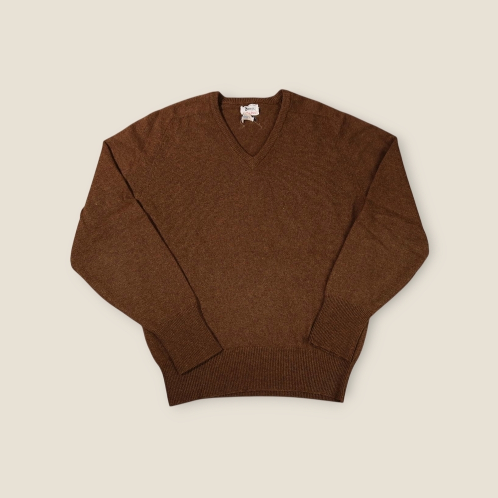Vintage Alan Paine Pure Lambswool V Neck Sweater Made in England Size Large